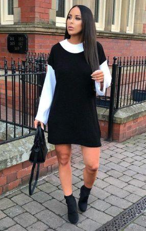 Black knit block colour Jumper dress Ella